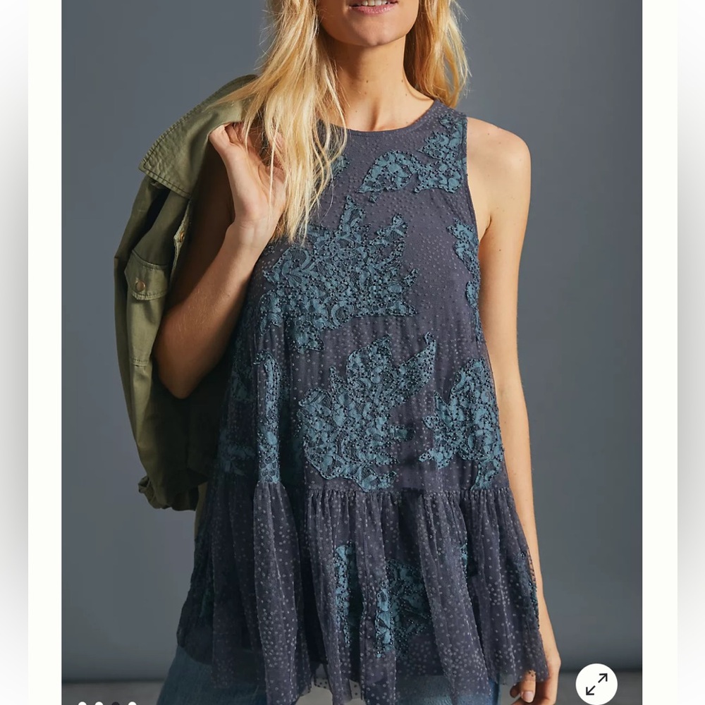 Anthropologie Neomia Appliqué Lace Tunic Top